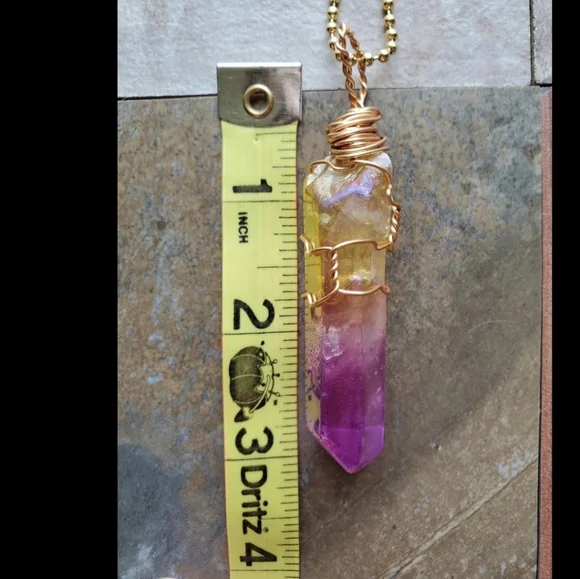 Artisan Wire Wrapped Aura Quartz Pendant Necklace *Read Description* - Picture 10 of 10
